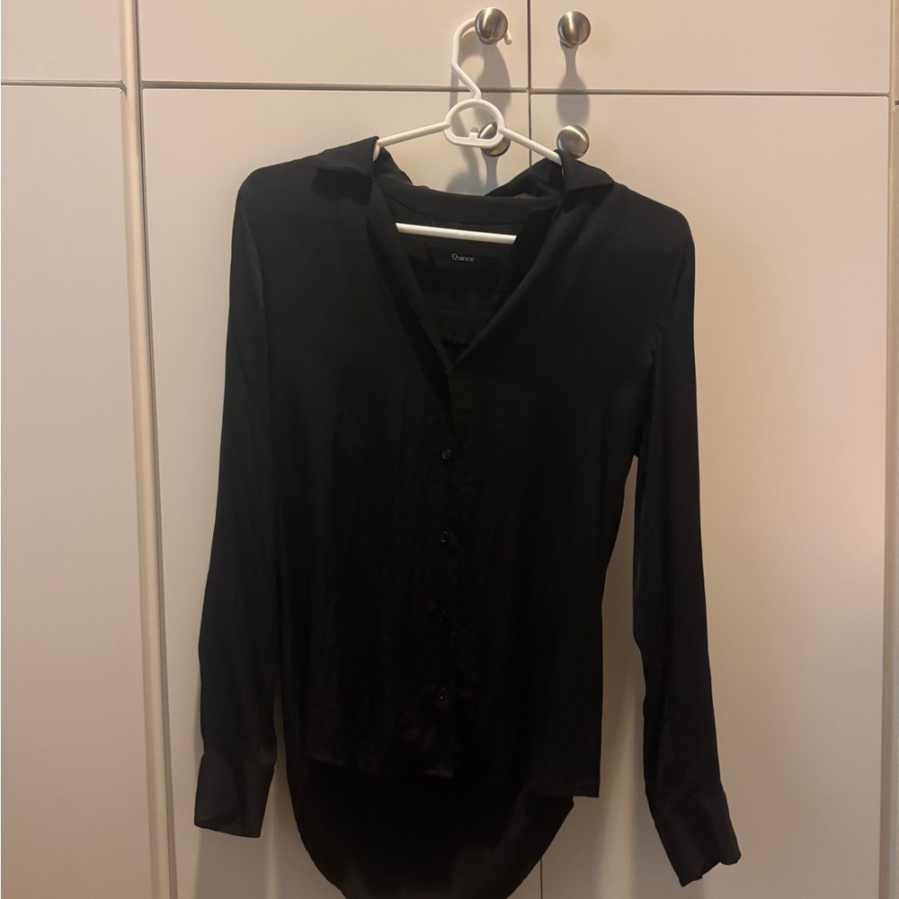 Quince Women's Washable Stretch Silk Notch Collar Blouse